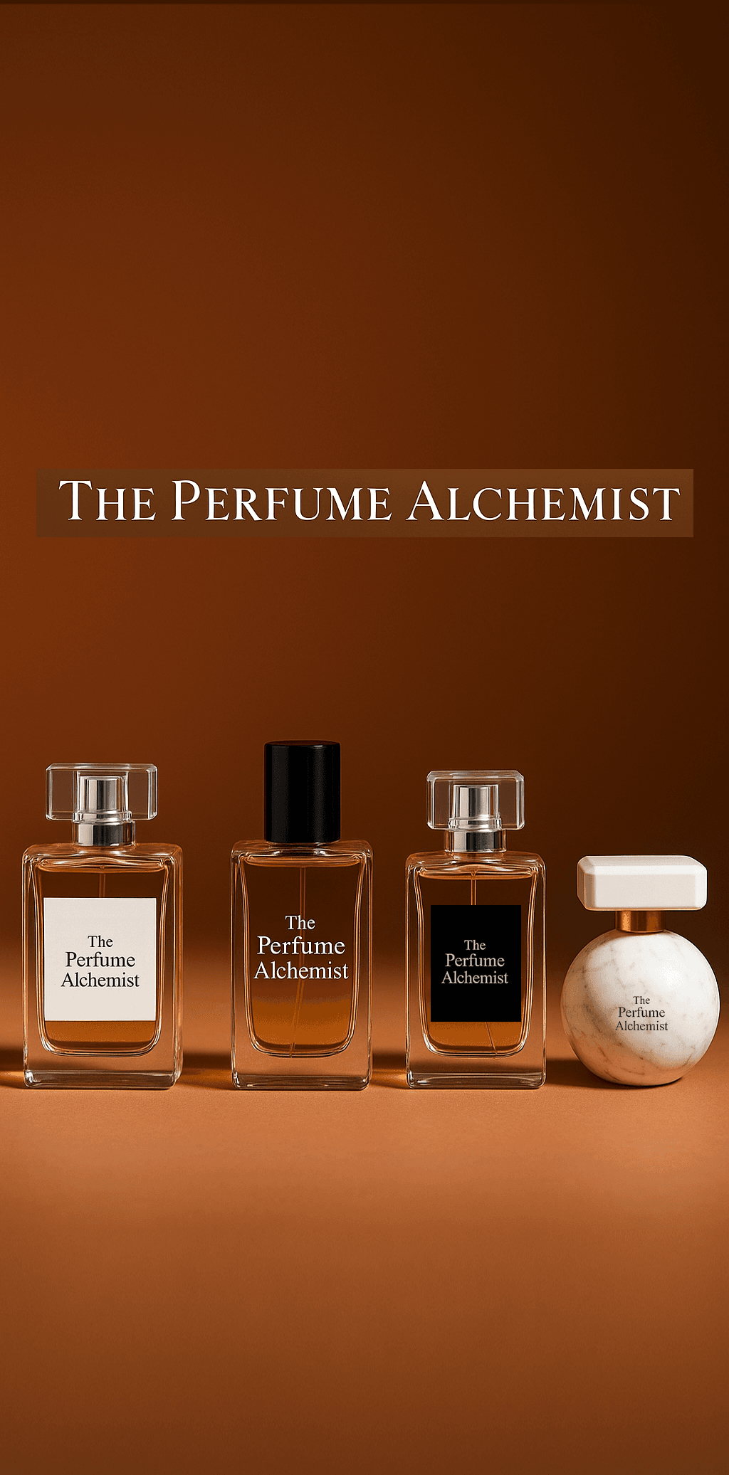 Perfume bottles displayed on a warm background